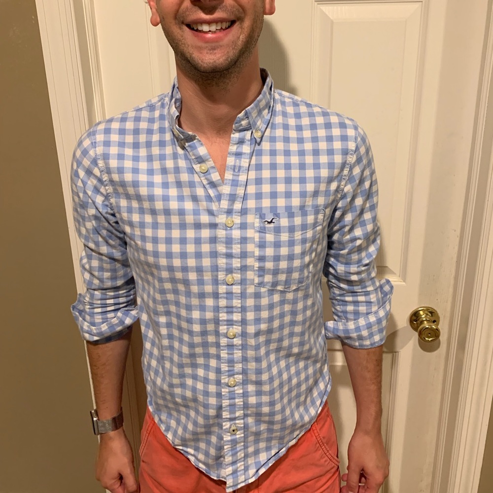 Hollister Blue & White Button Down Shirt